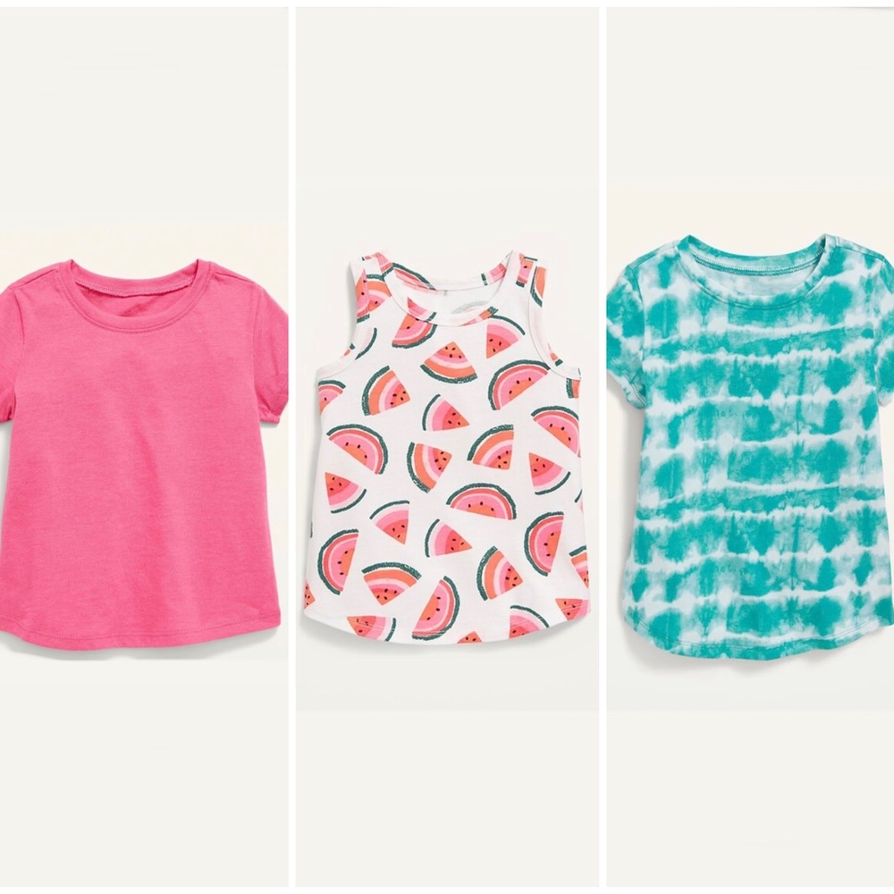 NWT 3 Piece 2T Toddler Shirt Bundle Girl’s T-Shirt and Tank Set Summer Tops